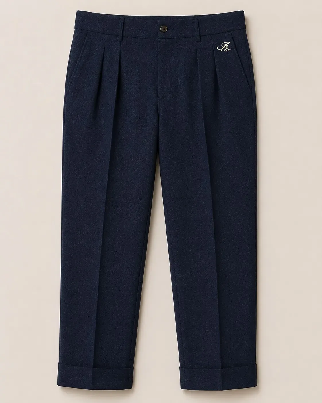 Alostro Tailored Pleated Pants — Deep Sea Blue