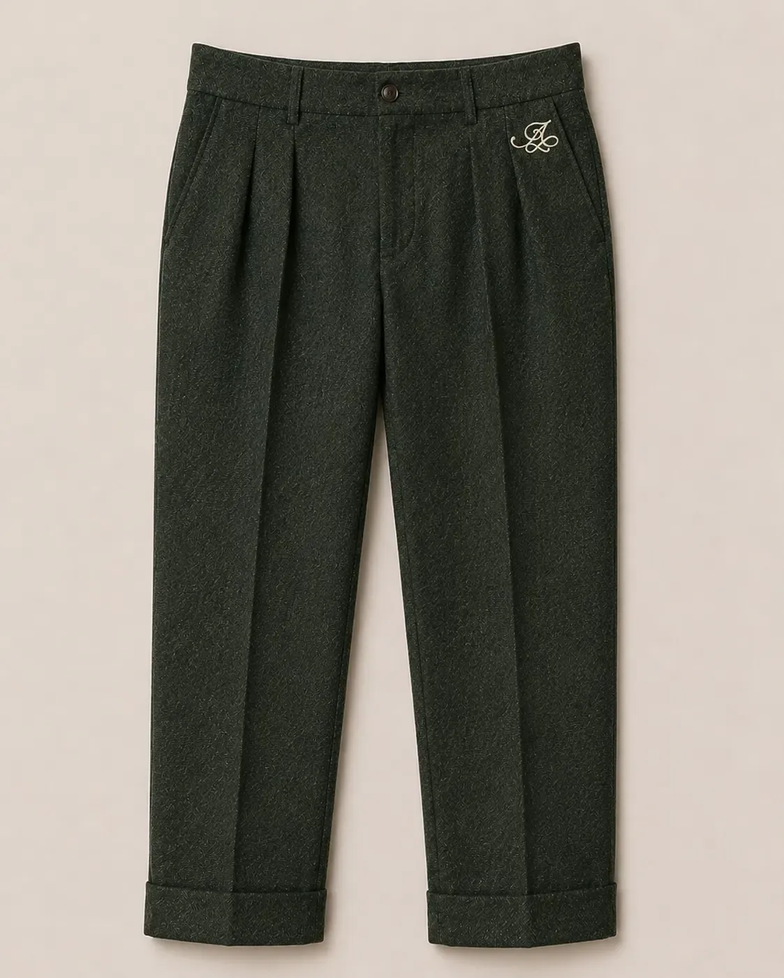 Alostro Tailored Pleated Pants — Alostro Green