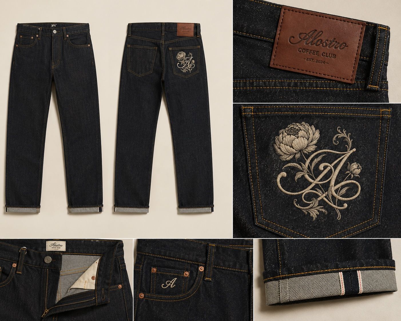 Alostro Classic Straight Jean — Deep Indigo — Detail