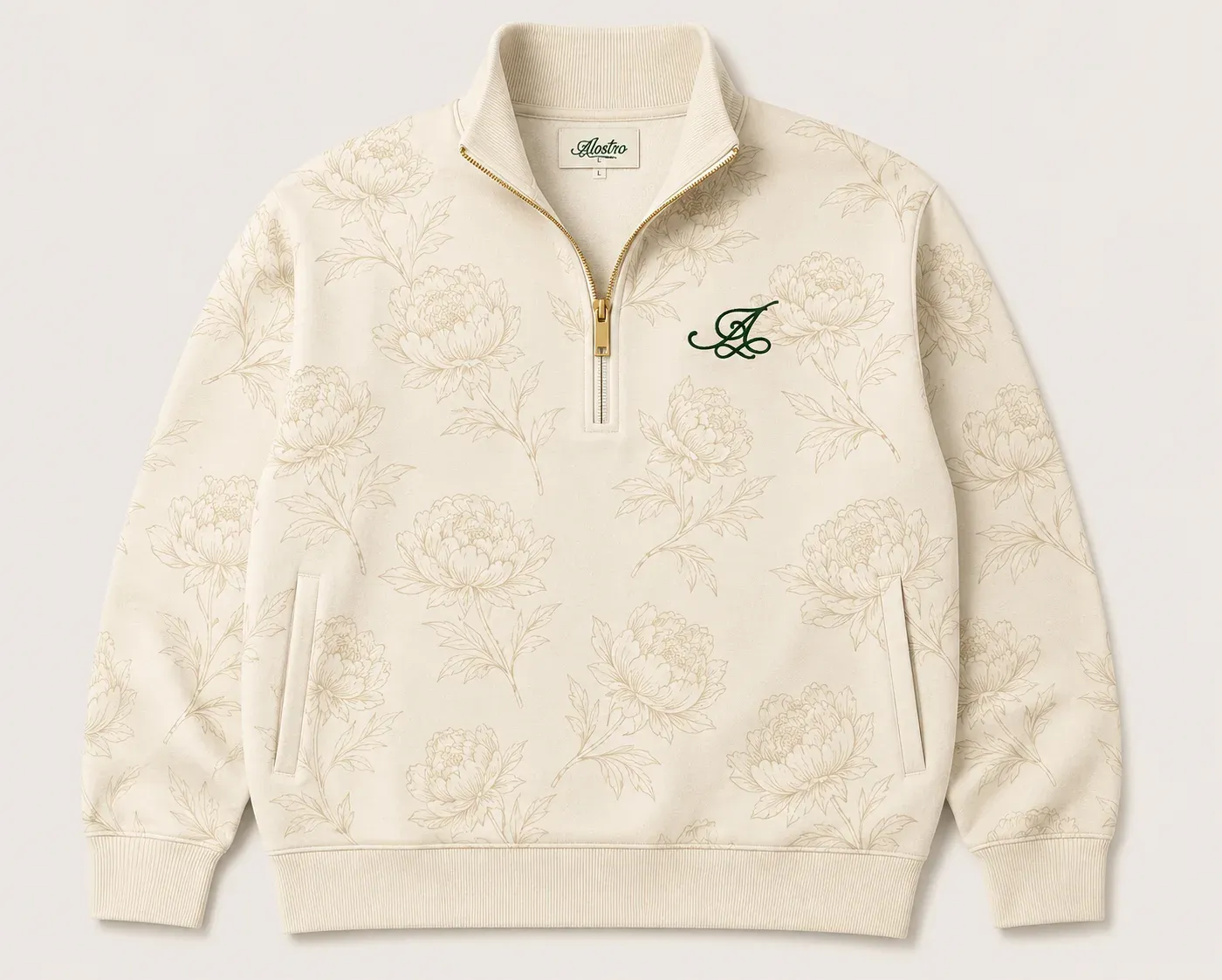 Alostro Peony Quarter Zip Knit — Crema