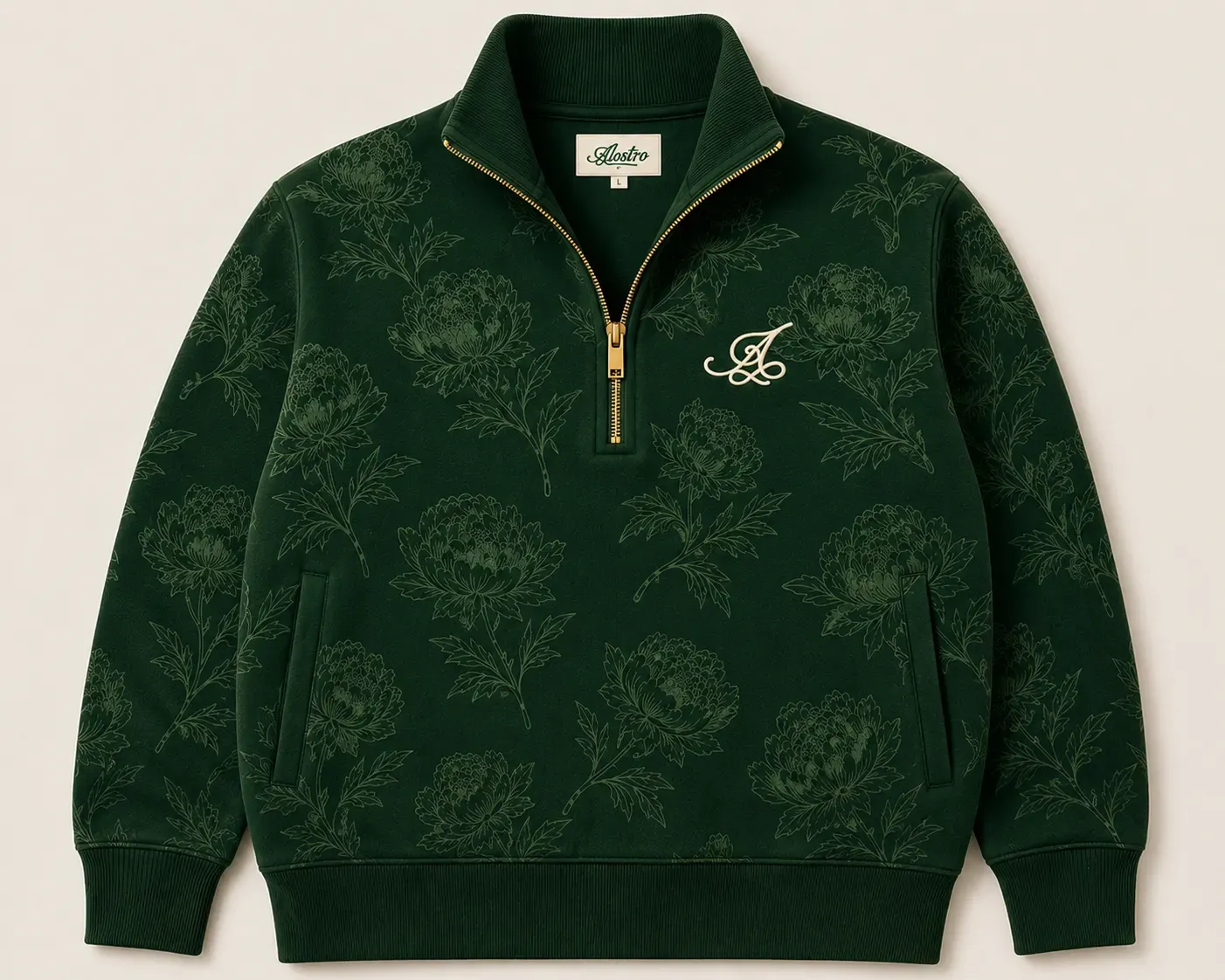 Alostro Peony Quarter Zip Knit — Alostro Green