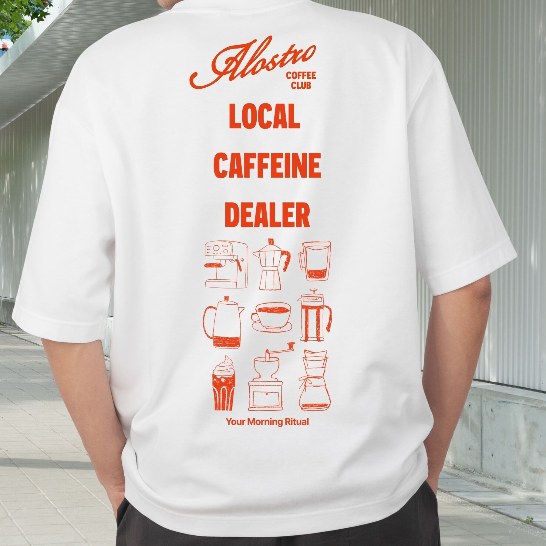 Alostro Local Caffeine Dealer Tee — Crema — Brew Gear Grid