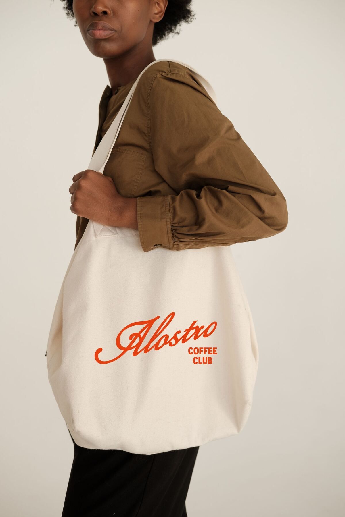 Alostro Coffee Club Tote — Natural — Script Logo