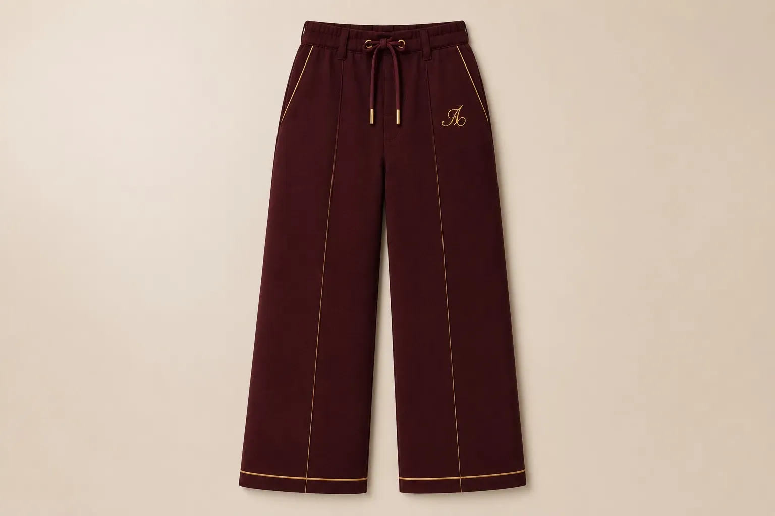 Espresso Relaxed Pant — Wide Leg — Burgundy